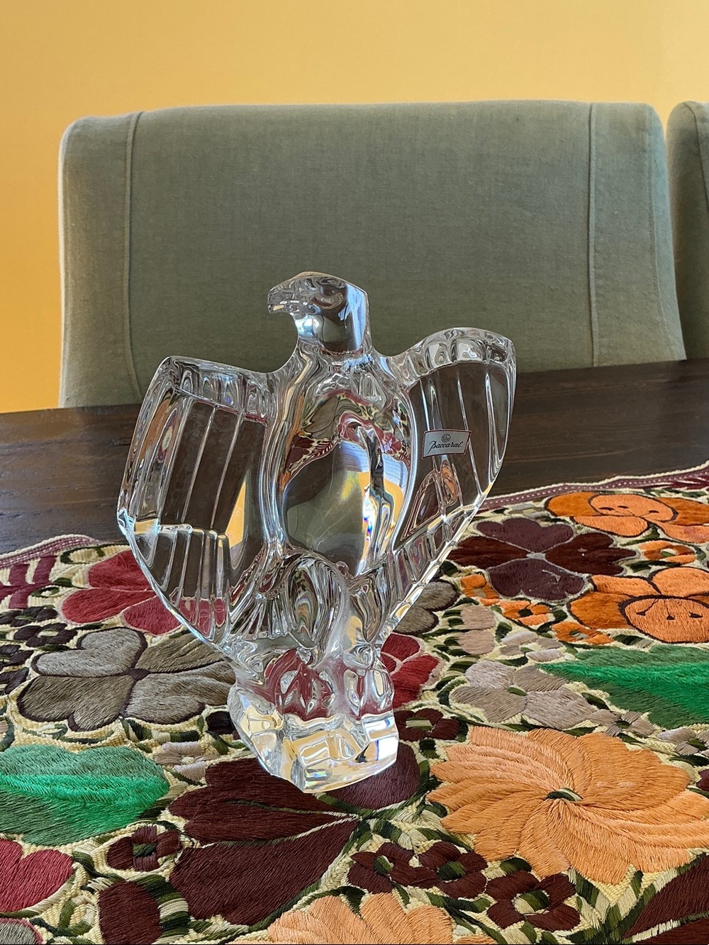 Baccarat eagle with brand sticker